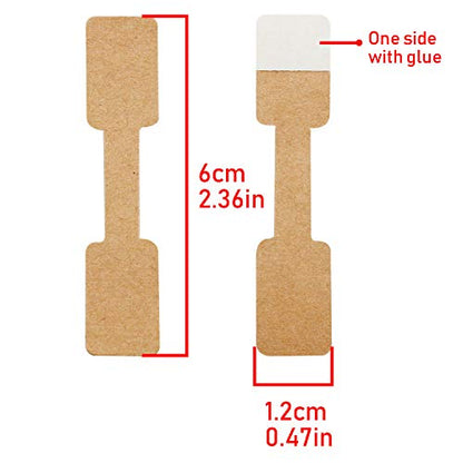 200Pcs Blank Jewelry Sticker Price Tags Labels Jewelry Display Cards Labels Rectangle Shape Sticker Hang Tags, White Kraft Paper