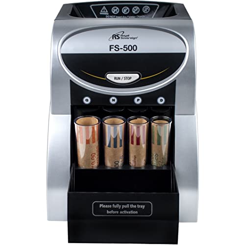 Royal Sovereign USD Coin Sorter with Anti-Jam Technology and Coin Wrapper Starter Pack, Silver (FS-500)