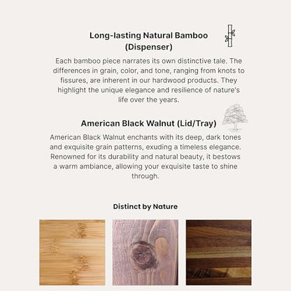 eBun Bamboo Paper Towel Dispenser with Removable Wooden Lid Tray, Bamboo - color: Bamboo