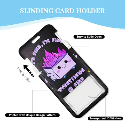 Hancynir Dumpster on Fire Lanyards for Id Badges with Retractable Reel Clip - color: Dumpster on Fire Purple