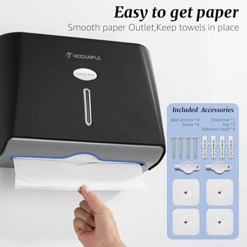 modunful Folded Wall-Mount Paper Towel Dispenser Black, Keyless for Home - color: D-221 Black