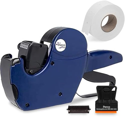 Perco Pro 2 Line Date Gun, Includes 16 Digits Date Gun Labeler, Pre-Loaded Roll of 750 White Labels and Ink Roll - style: 2 Line Date Gun