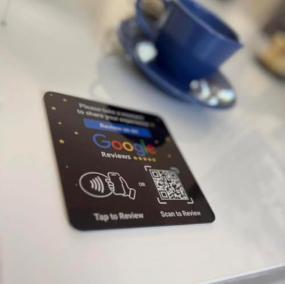 NFC Tap Google Review Acrylic Plate, Black, Compact 3.9", 3-PLATES - color: Black, size: 3.94" - 3 PLATES