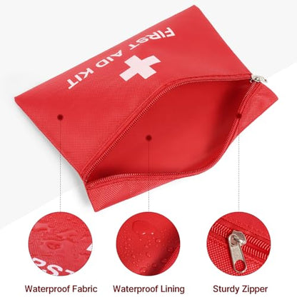 Empty First Aid Pouch Durable for Building Your Own Kit (2Pack) - color: Red, Pack of 2