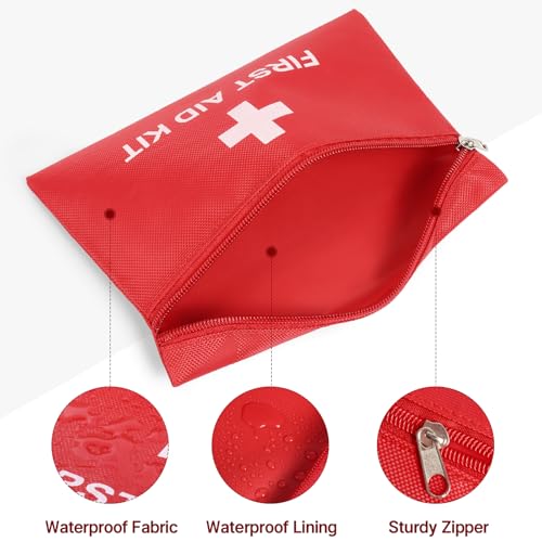 Empty First Aid Pouch Durable for Building Your Own Kit (10Pack) - color: Red, Pack of 10