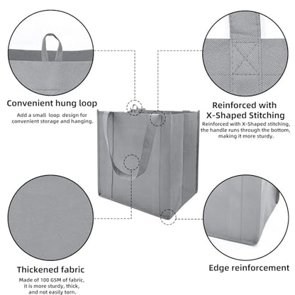 6 pack Reusable Grocery Bags,Thick Bottom-Shopping Bag for Groceries - color: Gray