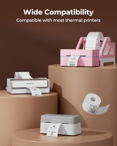 MUNBYN 2.25x1.25 Thermal Labels, 1000 Sheets/Roll, White - color: White, size: 2.25" x 1.25"
