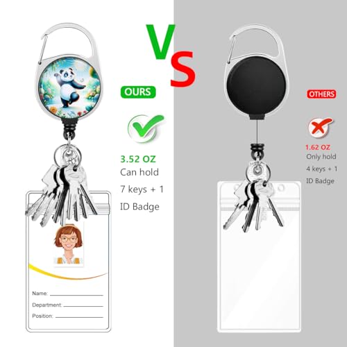 Cute Panda ID Badge Holder with Lanyard and Retractable Badge Reel - color: Cute Panda