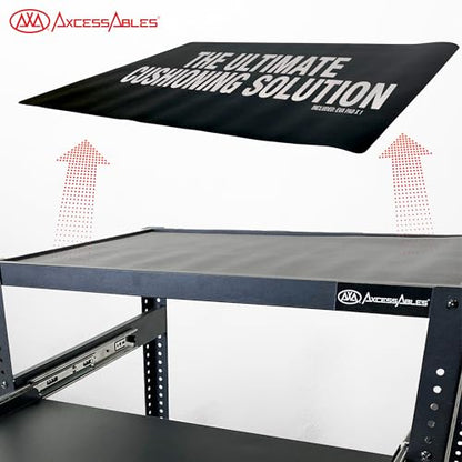 AxcessAbles Computer Cart on Wheels 400LB Capacity, Metal AV Equipment Utility Workstation, with Pullout Keyboard Tray, Locking Caster Wheels.