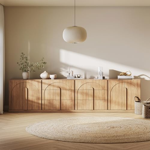 BELLEZE Bijou 4-Piece Modular Sideboard Buffet Cabinet - Camel - color: Bijou Camel Bbcc