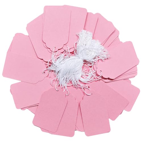 200 Pcs 2.76'' x 1.57'' Pink Blank Jewelry Price Tags with String Attached Retail Paper Gift and Sale Hang Tag Handwritten Price Display Lables for Pricing Clothes Necklace & Merchandise - color: Pink, size: 2.76x1.57 inches-200P