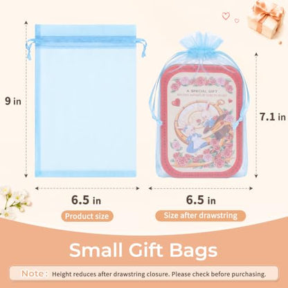 Crweety 50PCS Organza Bags 6x9 Baby Blue Small Gift Bags Mesh Drawstring - color: Baby Blue