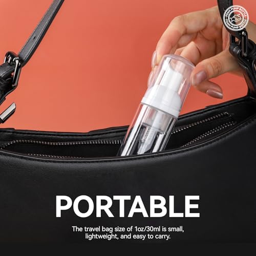 24-Pack 1oz/30ml Refillable Foam Pump Bottles – Travel-Size Portable Foaming Dispensers for Hand Sanitizer, Soap, Lotion, & Shampoo (Clear Plastic)