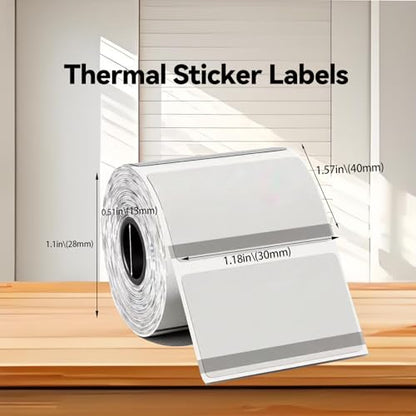 Transparent Cyan Thermal Label Paper, 40x30mm (1.57"x1.18"), 230 Labels/Roll, Self-Adhesive Color Labels for Barcode, Address, Gift & Organization, Compatible with M110/M120/M220/M250 Printers