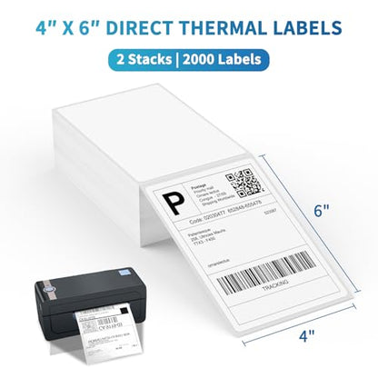 9527 Product Fanfold 4 x 6 Direct Thermal Labels White Perforated Shipping Labels,2 Stack,Total 2000 Labels - color: White, size: 2 Stacks | 2000 Labels