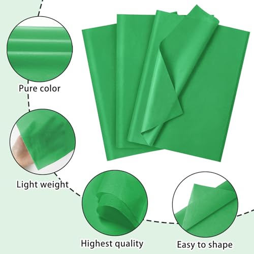 120 Sheets 14 x 20 Inch Green Tissue Paper for Gift Bag Wrapping - color: Green