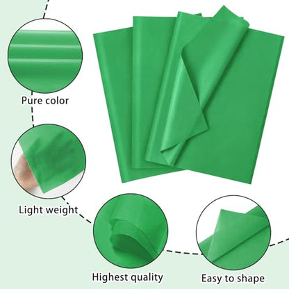 120 Sheets 14 x 20 Inch Green Tissue Paper for Gift Bag Wrapping - color: Green