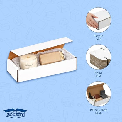 The Boxery Corrugated Mailers White Tuck Shipping Boxes (7x3x3) - size: 7x3x3