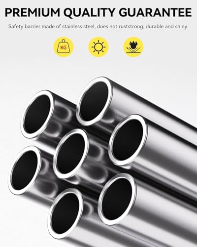 32" Safety Bollard with 16Ft Chains, Stainless, Reflective Tape, 8 Anchors - size: With Chain