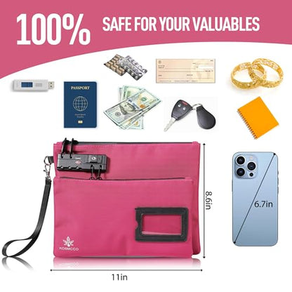 KOSMCCO Lockable Money Bag, Rose Red, 11x8.6 Inch - color: Rose Red