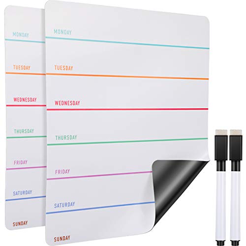 Outus 2 Pieces Magnetic Weekly Dry Erase Boards Erasable, Chic Style - style: Chic Style