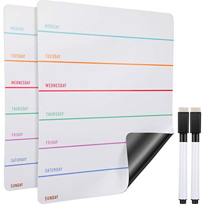 Outus 2 Pieces Magnetic Weekly Dry Erase Boards Erasable, Chic Style - style: Chic Style