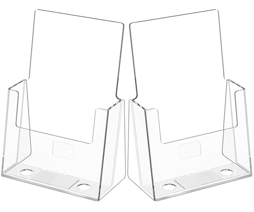 MaxGear Acrylic Brochure Holder, 6 x 9 Inch Countertop Display, 2 Pack - size: 6"x9"-Square Corner Version