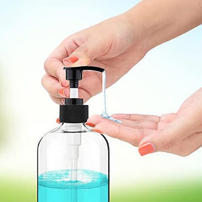 Empty Plastic Pump Bottles Dispenser 4 Pack 16oz/500ml Portable Clear BPA-Free Cylinder Shampoo Lotion Hand Pump Bottle Durable Refillable Containers - size: 16.9 Oz, 4 Pack