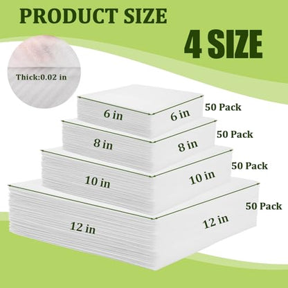 200PCS Foam Pouches with 4 Size (12x12", 10x10", 8x8", 6x6") - color: TW-four-size