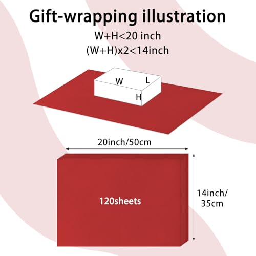 120 Sheets 14 x 20 Inch Red Tissue Paper for Gift Bag Wrapping - color: Red