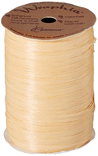 BERWICK Craft Matte 1/4'' Wide Raffia Ribbon, Gold, 100 Yards - color: Gold, size: 7MM