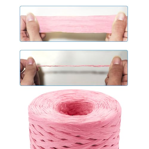 218 Yards Raffia Paper Craft Ribbon Packing Paper Twine, 1/4 Inch by 218 Yards - color: Pink