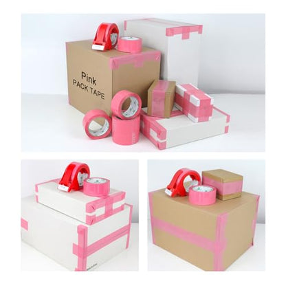 BOMEI PACK Heavy Duty Packing Tape 6 Rolls, Total 660Y, Pink, 2.52 mil, 1.88 inch x 110 Yards, Ultra Strong, Refill for Packaging and Shipping | Ultra Strong, Refill for Packaging and Shipping - color: Pink