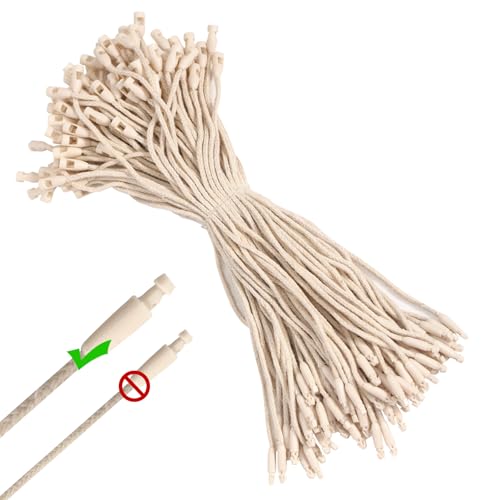 500Pcs 7.7" Thick Cotton Hang Tag String Fasteners with Plastic Snap Lock for Clothing, Shoes, Gift Tags, Price Tags & DIY Accessories(Thickened,Beige) - color: 06 Thickened Diameter Beige*500pcs