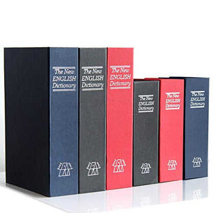 Small Sized Diversion Book Safe Storage Box, Dictionary Secret Safe Can with Security Combination Lock/Key, Diversion Book Hidden Safe (Key, Black dictionary) - style: Black dictionary-Key