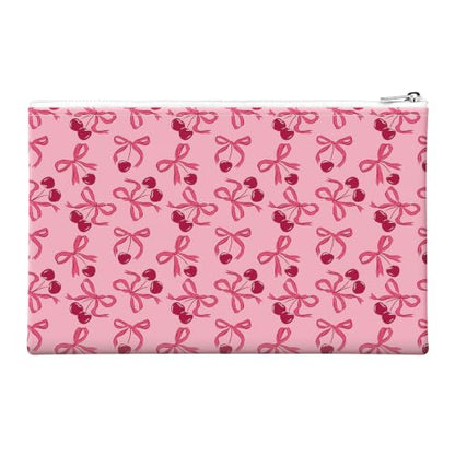 Money Bag with Zipper, Cute PU Leather Cash Bags, Portable Bank Bag Money Pouch for Cash, Coins, Checks, Receipts, Invoices Cosmetics Tools, Deposit Bag for Office Travel, Cute Bow - color: Cute Bow