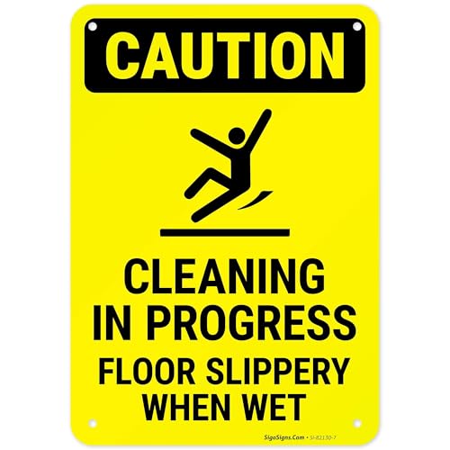 Caution Cleaning in Progress Floor Slippery When Wet OSHA Sign, - size: 10x7