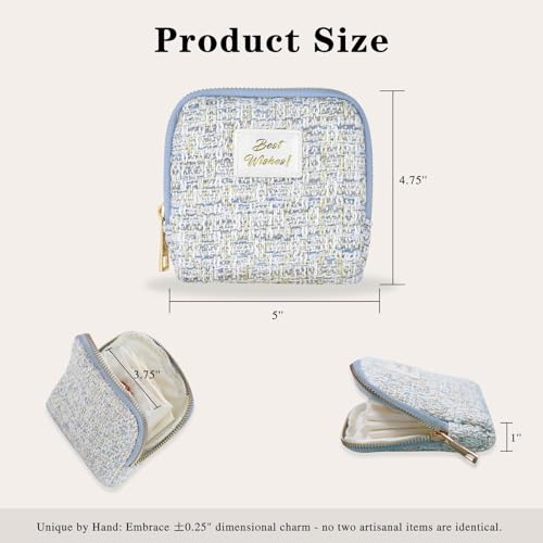 Stratalife Small Travel Jewelry Case, Qulited Storgae Pouch - color: Quilted Blue
