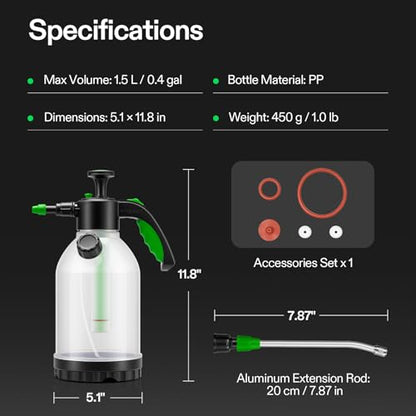 VIVOSUN 50oz Pump Sprayer, Portable Water Spray Bottle (Pack of 2) - size: 50oz (Pack of 2)