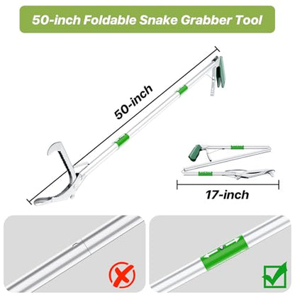 50" Foldable Grabber Reacher Tool with Green Handle, Extra Long Lightweight Trash Pickup & Litter Picker, 3-Fold Stainless-Steel Reaching Aid for Home, Office & Garden Use - size: 50 Inch Green