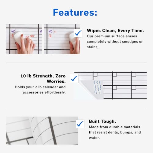 Large Dry Erase Calendar for Wall 36x48, Big Classroom Giant Month, Undated Reusable Family Monthly, Rolled Whiteboard White Board, Calendar Dry Erase Planner for Wall Erasable Large Office 48x36 - size: 48"W x 36"H