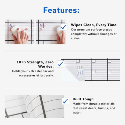 Large Dry Erase Calendar for Wall 36x48, Big Classroom Giant Month, Undated Reusable Family Monthly, Rolled Whiteboard White Board, Calendar Dry Erase Planner for Wall Erasable Large Office 48x36 - size: 48"W x 36"H