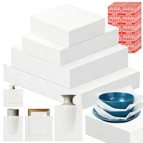 BUYGOO 540Pcs Moving Supplies, Dish Packing Supplies for Moving, Cushion Foam Wrap Pouches with Fragile Stickers, 4 Sizes Foam Wrap Cushioning Material for Packing Storage and Shipping