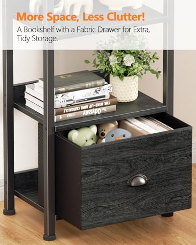 Furologee 6 Tier Bookshelf Set of 2,Industrial Bookshelves and Bookcases - color: Black Oak, size: 6 Tier-2 PCS