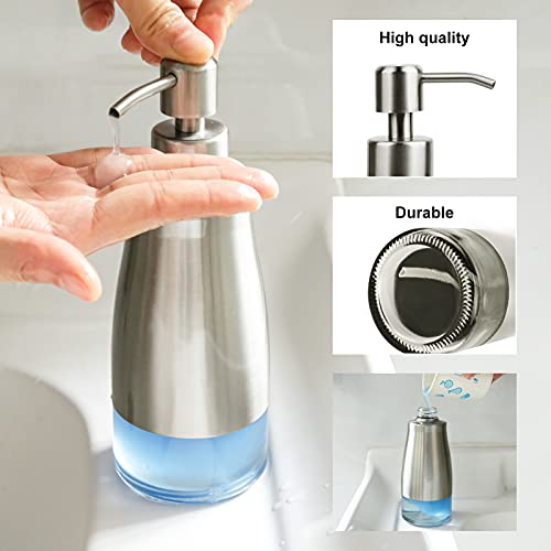 AUMIO 2-Pack Soap Dispenser Set, Brushed Nickel & Black with Glass Liner - color: Matte Black & Silver