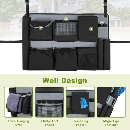 HODRANT 32-55 Gallon Trash Can Caddy Bag with Multi Pockets for Clean Tools - color: Black+Gray