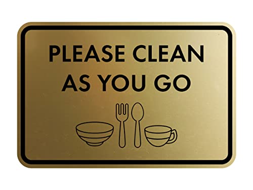 Classic Framed Please Clean As You Go Sign (Brushed Gold) - Small - color: Brushed Gold, size: Small (4" x 6")