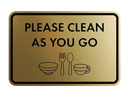 Classic Framed Please Clean As You Go Sign (Brushed Gold) - Medium - color: Brushed Gold, size: Medium (5" x 7")