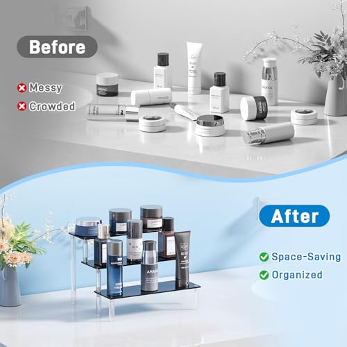 2 Packs Acrylic Display Stand Riser,3 Tier Perfume Organizer Cupcake Stand - color: Black, size: 7.9x2.8 inch