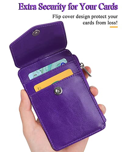 Teskyer Leather ID Badge Holder with Lanyard, Lanyard Wallet, Purple - color: Purple, size: 3.1" x 4.7"